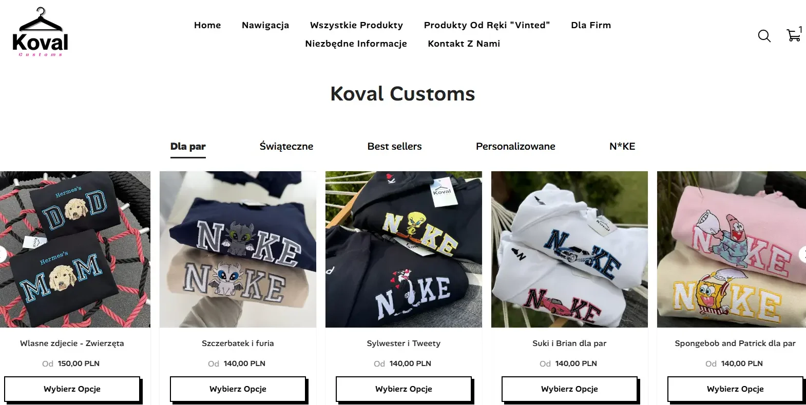 Strona główna sklepu Koval Customs